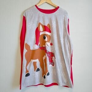 Rudolph the Red-Nosed Reindeer Long Sleeve Holiday Christmas Raglan T-Shirt XL